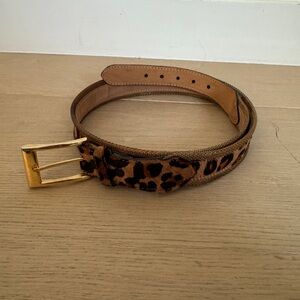 Vintage pony hair leopard print belt